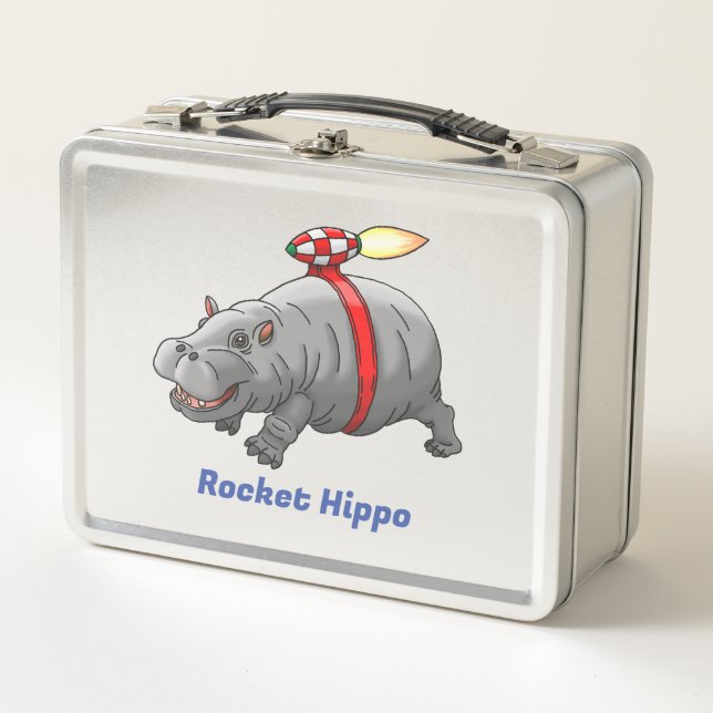 Rocket Hippo Metall Brotdose (Vorderseite)
