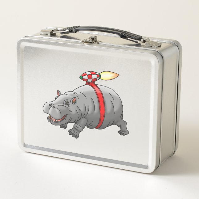 Rocket Hippo Metall Brotdose (Vorderseite)