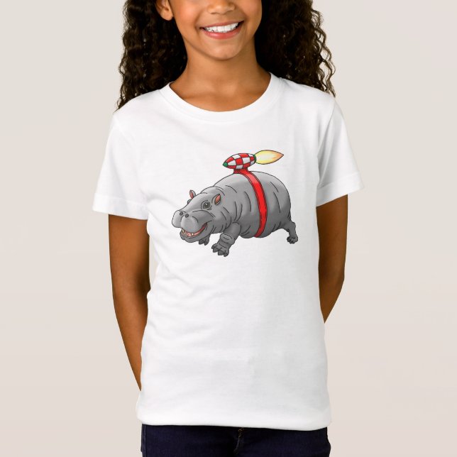 Rocket-Hippos Jetpack-Fahrt T-Shirt (Vorderseite)