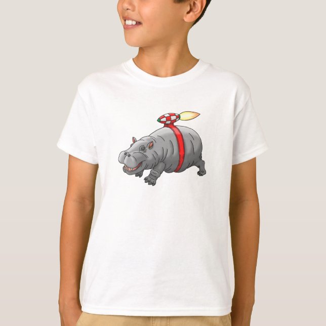 Rocket Hippos Jetpack-Fahrt T-Shirt (Vorderseite)