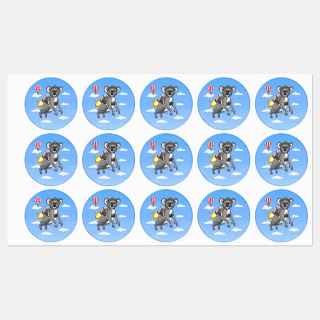 Rocket Koala Bear Etiketten (Blatt)
