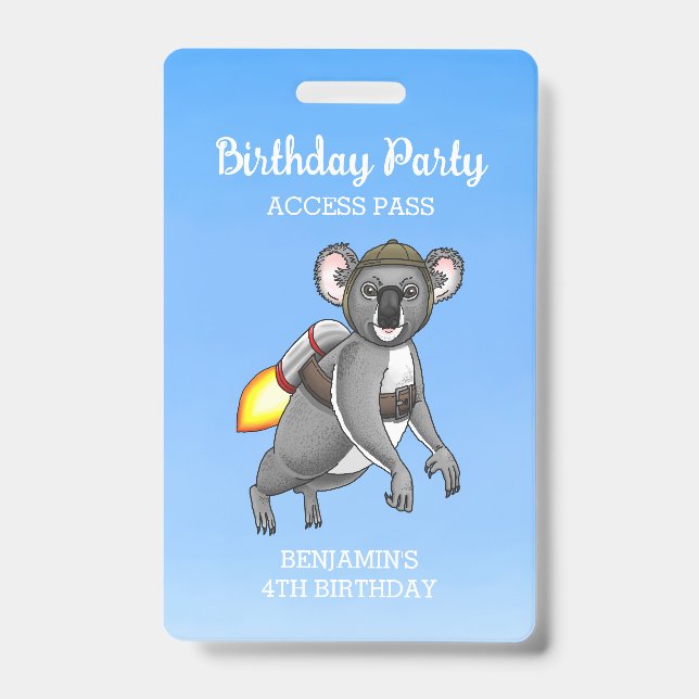 Rocket Koala Birthday Ausweis (Vorderseite)