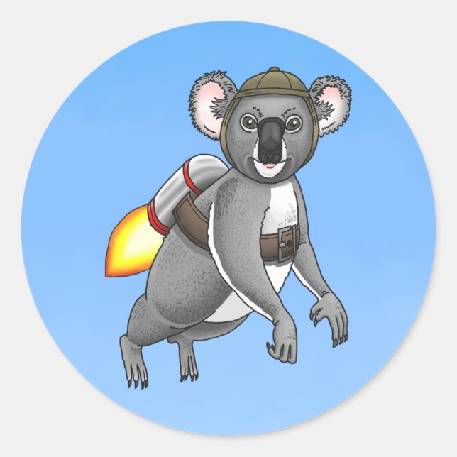 Rocket Koala Runder Aufkleber (Vorderseite)