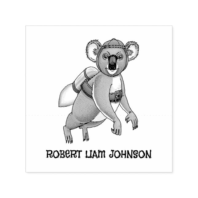 Rocket Koalas Jetpack-Fahrt Permastempel (Design)