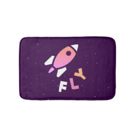 Rocket - Lila & rosa Abstrakter Pop Art. FLY! Badematte