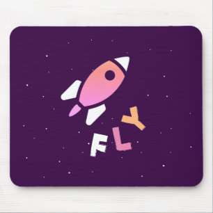 Rocket - Lila & rosa Abstrakter Pop Art. FLY! Mousepad