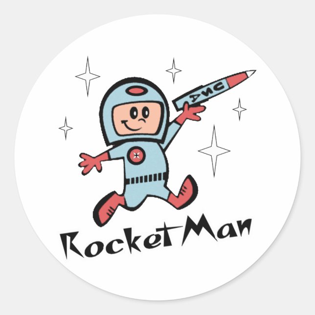 Rocket Man Runder Aufkleber (Vorderseite)