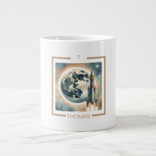 Rocket Moon Space Monogramm Jumbo-Tasse