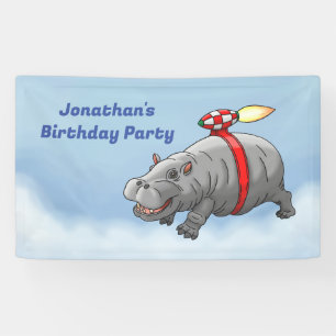 Rocket Nilpferd Geburtstag Banner