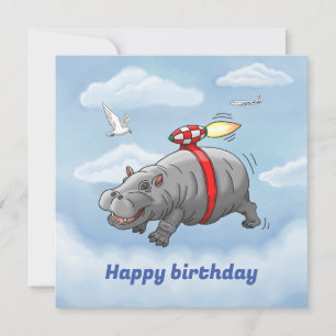 Rocket Nilpferd Geburtstag Karte
