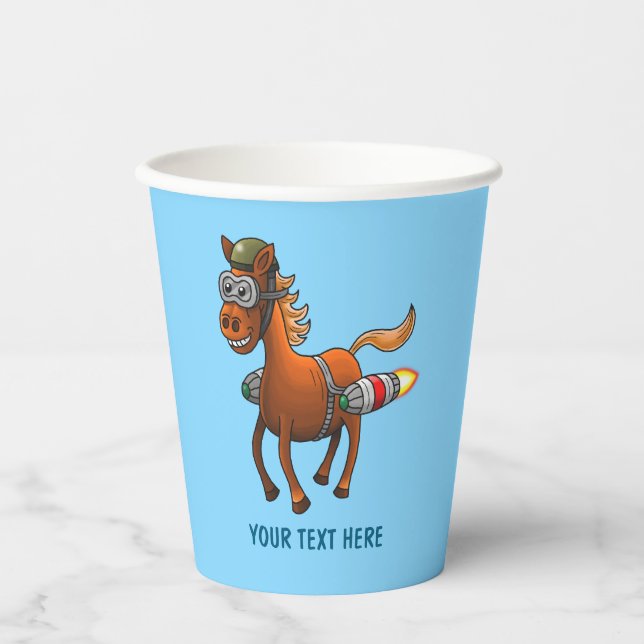 Rocket Pony Geburtstag Pappbecher (Vorderseite)