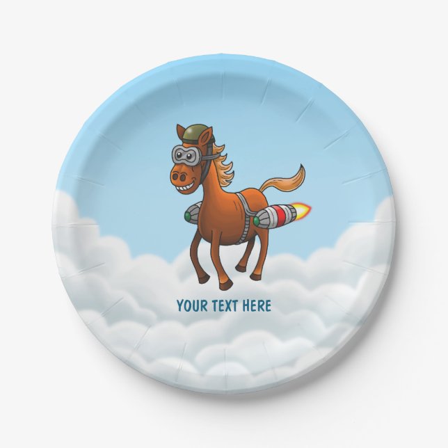 Rocket Pony Geburtstag Pappteller (Vorderseite)
