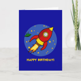 Rocket Red Gelb Blue Birthday Card Karte