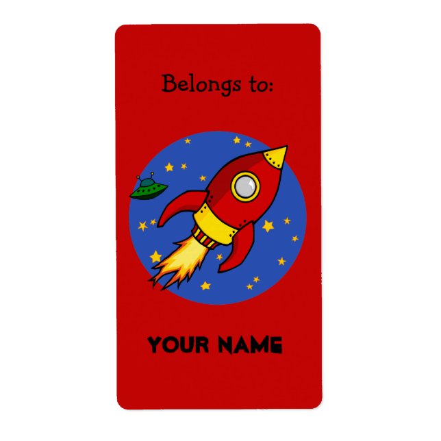 Rocket Red Gelb Buchzeichen Label (Vorne)