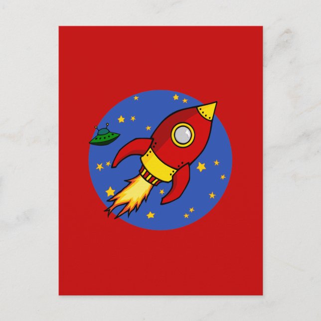 Rocket Red Gelbe Postkarte (Vorderseite)