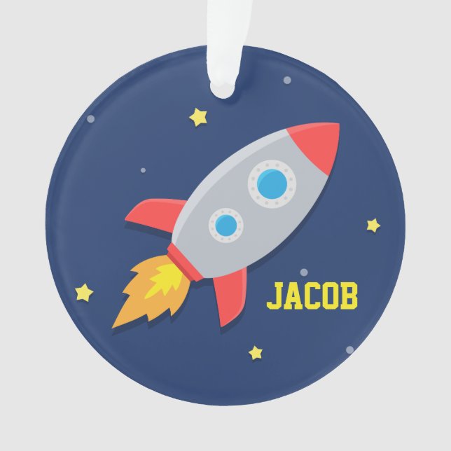 Rocket-Schiff, Weltraum, für Jungen Ornament (Vorderseite)