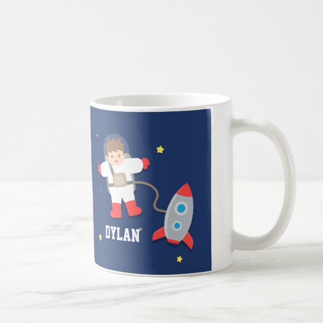 Rocket-Schiffs-Weltraum-kleiner Astronaut für Kaffeetasse (Rechts)