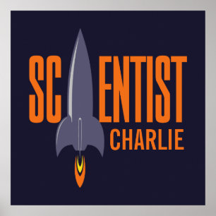 Rocket Scientist individuelle Name & Farbposter Poster