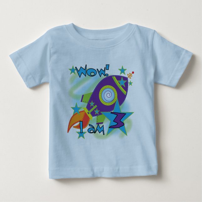 Rocket Ship 3. Geburtstag T - Shirt und Geschenke (Vorderseite)