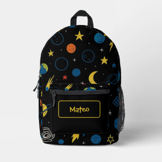 Rocket Ship Backpack with Solar System Design Bedruckter Rucksack