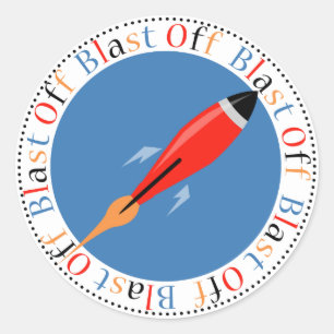 Rocket Ship Geburtstagsparty-Aufkleber Runder Aufkleber