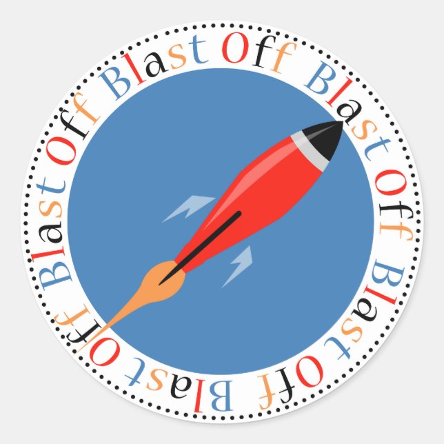 Rocket Ship Geburtstagsparty-Aufkleber Runder Aufkleber (Vorderseite)