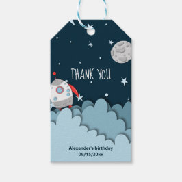 Rocket Ship Start Dark Space Vielen Dank zum Gebur Geschenkanhänger