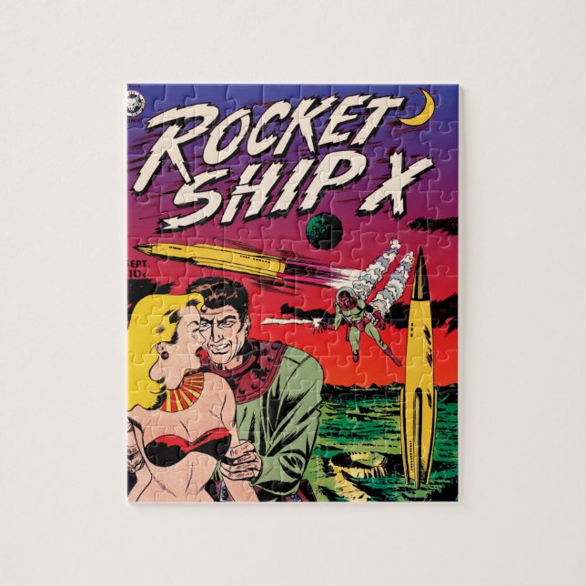 Rocket Ship X Vintage Sci Fi Comic Buchabdeckung (Vertikal)