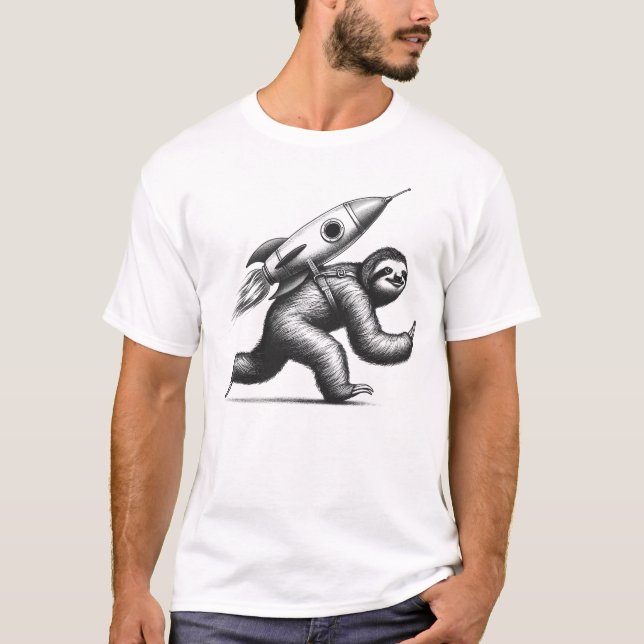 Rocket Sloth Techies Engineer Geeks T-Shirt (Vorderseite)