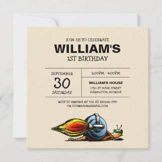 Rocket Snail zum Geburtstag Einladung