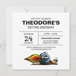 Rocket Snail zum Geburtstag Einladung