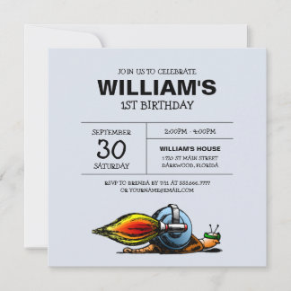 Rocket Snail zum Geburtstag Einladung