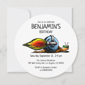 Rocket Snail zum Geburtstag Einladung