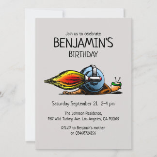 Rocket Snail zum Geburtstag Einladung