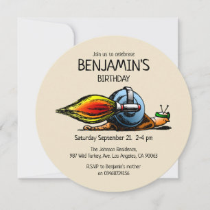 Rocket Snail zum Geburtstag Einladung