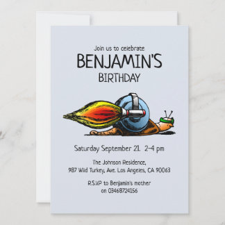 Rocket Snail zum Geburtstag Einladung