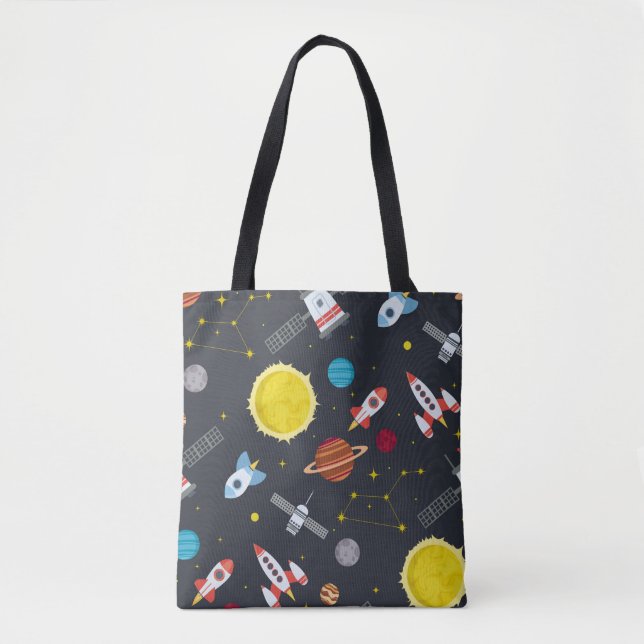 Rocket space globe solar system and planet cosmos  tasche (Vorderseite)