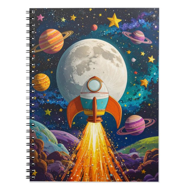 Rocket & Space Personalisiert Kids-Notebook - Fun  Notizblock (Vorderseite)
