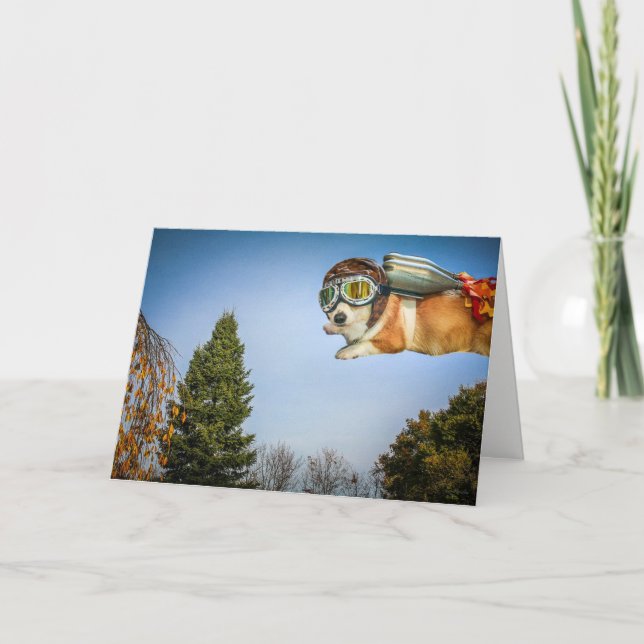 Rocketeer Corgi Sprichwort Karte (Vorderseite)