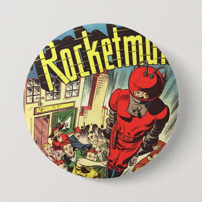 Rocketman Vintage-Comics Button (Vorderseite)