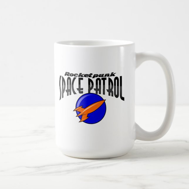 Rocketpunk-Raumfahrtpatrouillen-Insignien-Tasse Kaffeetasse (Rechts)