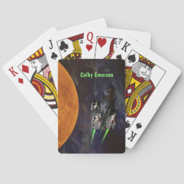 Rocketschiff im Weltraum ausschalten - Rocketschif Spielkarten