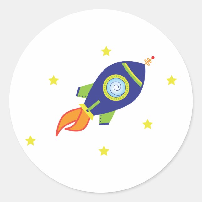 Rocketship Runder Aufkleber (Vorderseite)