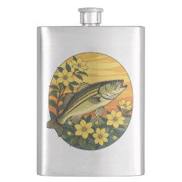 Rockfische und Gelbe Jasmin-Blume Flachmann