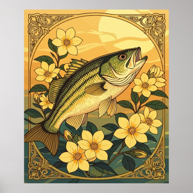 Rockfische und Gelbe Jasmin-Blume Poster (Vorne)