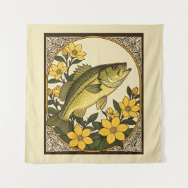 Rockfish gestreift und gelber Jasmin Wandteppich