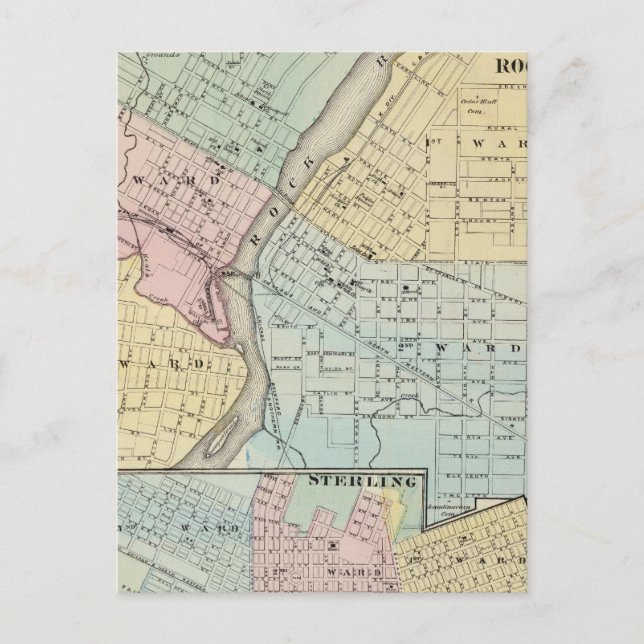 Rockford, Sterling und Rock Falls Postkarte (Vorderseite)