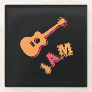 Rockgitarre, Musik-Jam-Stil, Orange & Rote Kunst Glasuntersetzer