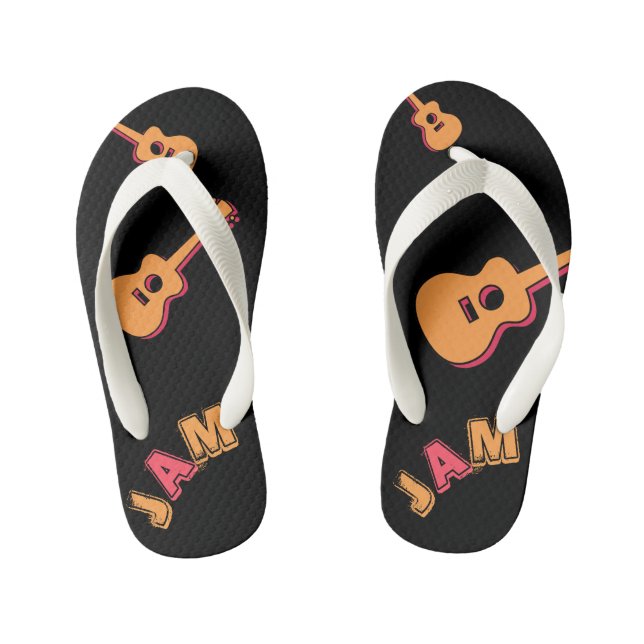 Rockgitarre, Musik-Jam-Stil, Orange & Rote Kunst Kinderbadesandalen (Fußbett)