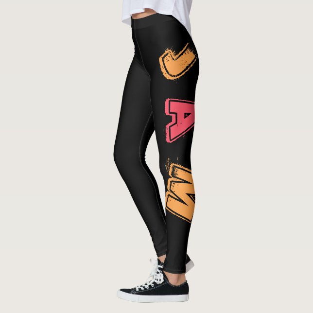 Rockgitarre, Musik-Jam-Stil, Orange & Rote Kunst Leggings (Links)